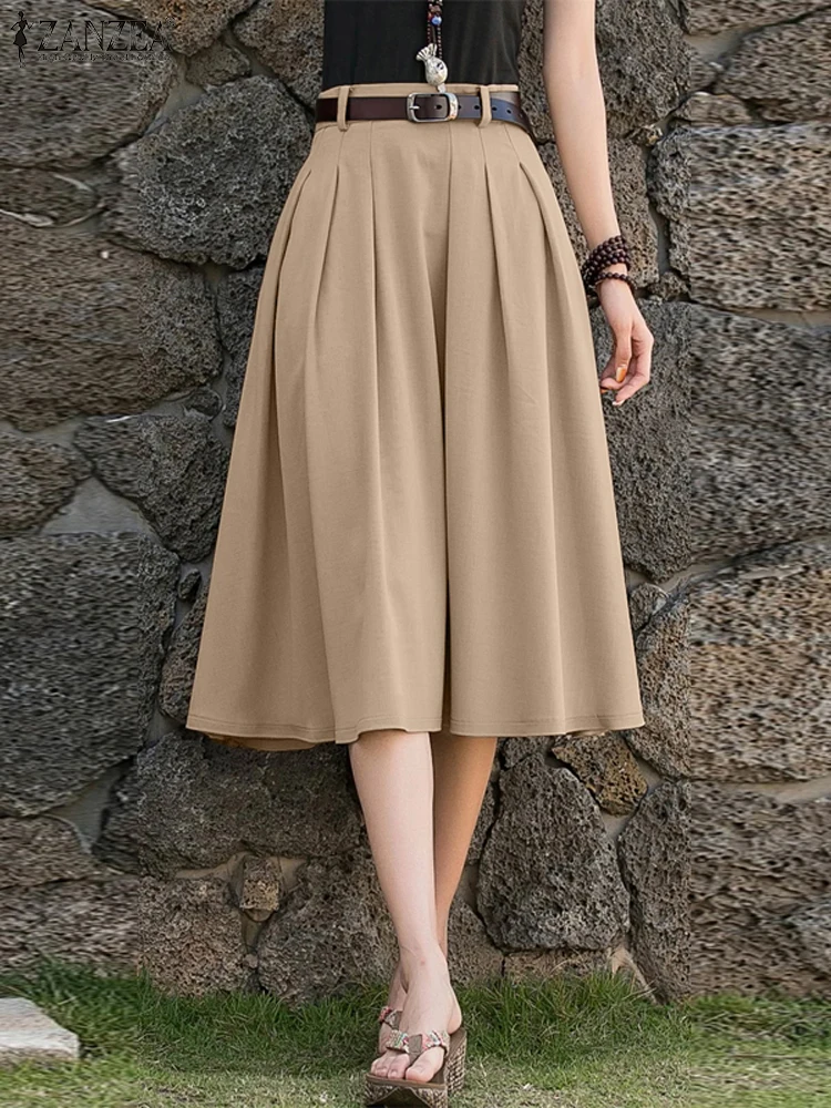 ZANZEA женские однотонные повседневные юбки трапециевидной формы Jupes 2024 корейская