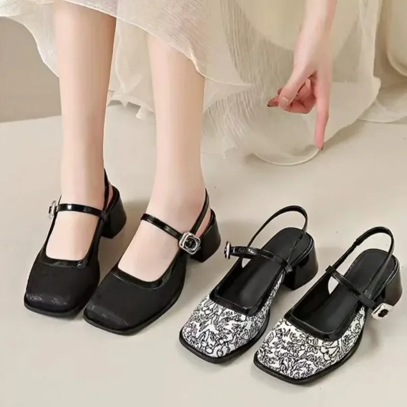 Винтажные черные сандалии Мэри Джейн женские нескользящие повседневные офисные