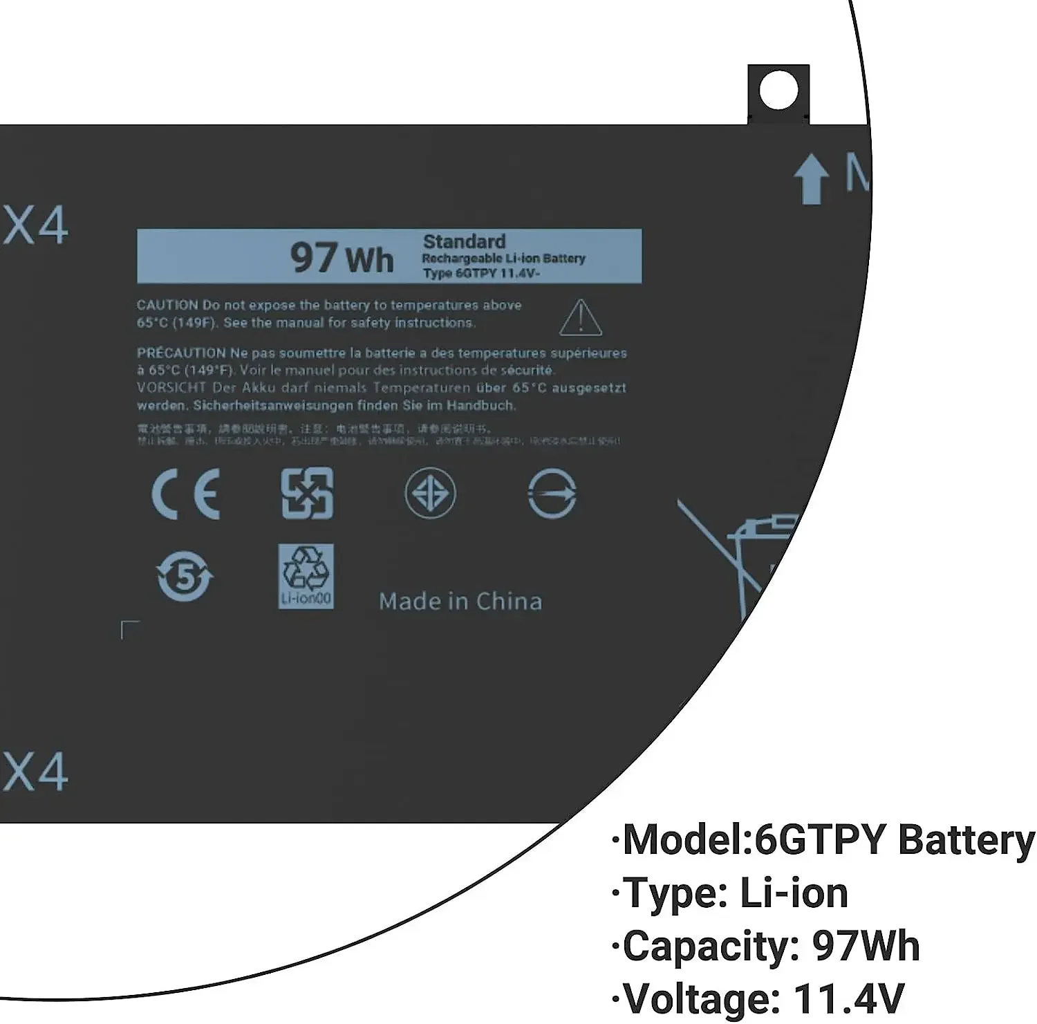 6GTPY 4gvgh Аккумулятор для ноутбука Dell XPS 15 9560 9570 Inspiron 7591 P56F001 5510 5520 M5520 M5510 Замена Vostro 7500