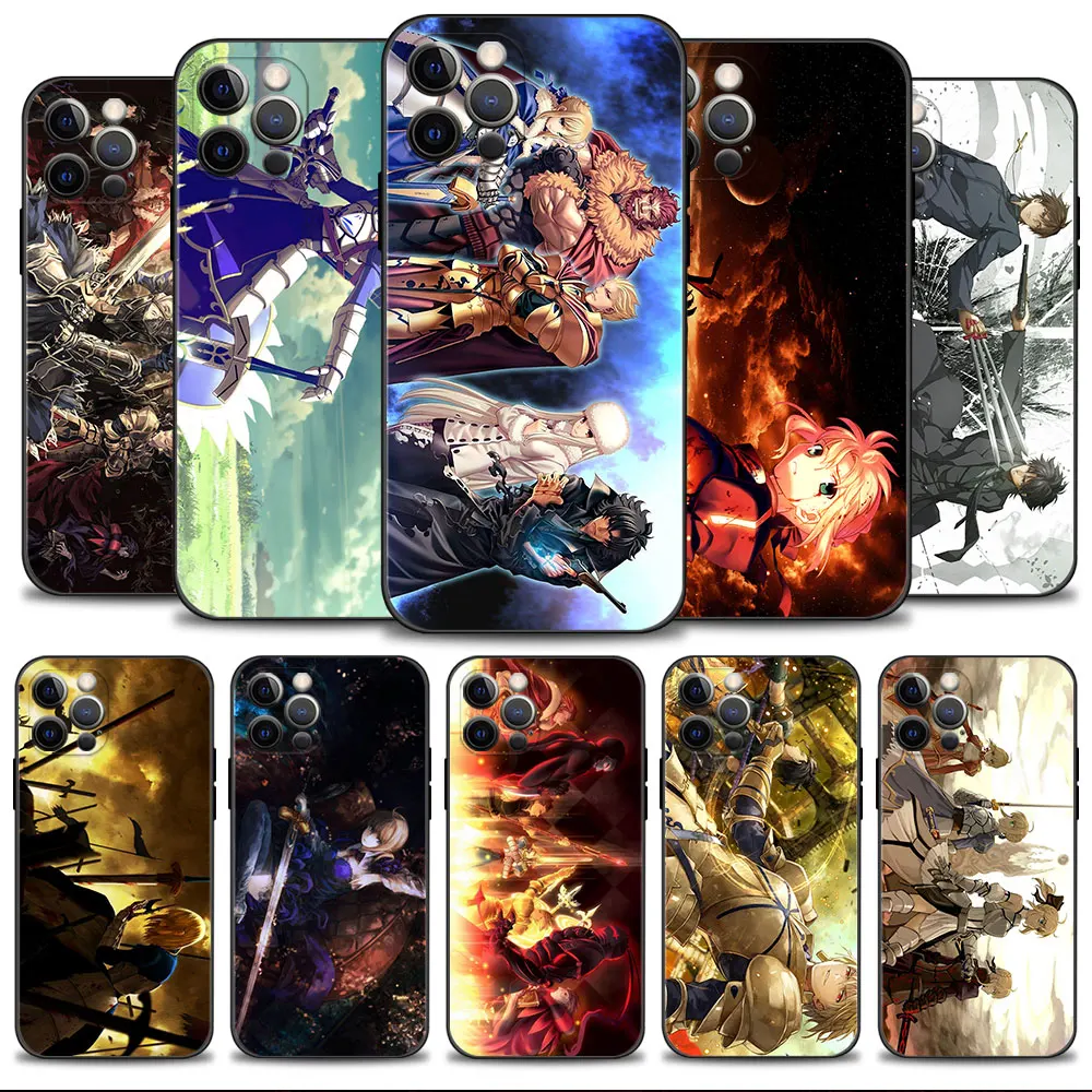 

For Apple iPhone 7 XR 11 14 8 Plus 12 13 Pro Max X XS SE 6S SE2 5S 6 SE2022 Carcasa Case Fate Zero Stay Night Black Funda