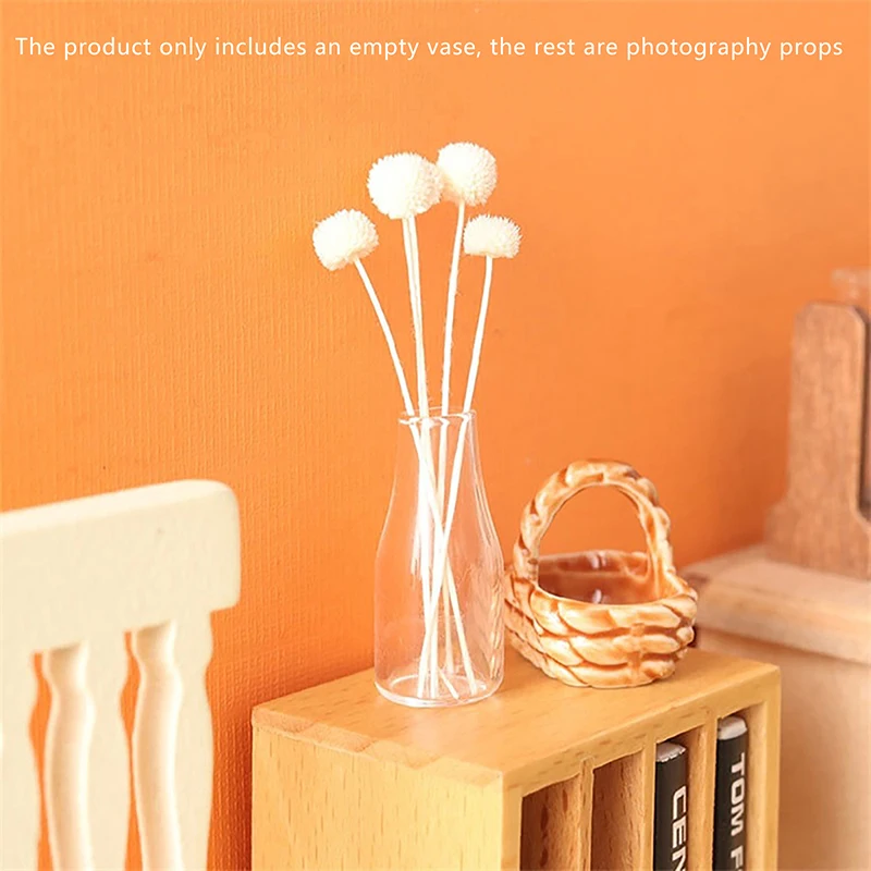 

Коллекция 1/12 года, миниатюрная модель цветов для кукольного домика со стеклянной вазой, аксессуары для украшения мебели