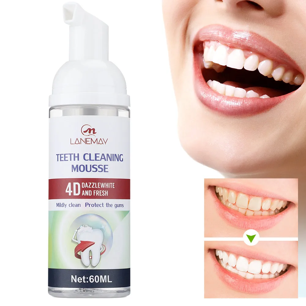 

60ml Mint Flavor Teeth Mousse Teeth Whitening Mousse Foam Toothpaste Clean Teeth Remove Stains Fresh Breath Oral Cleaning