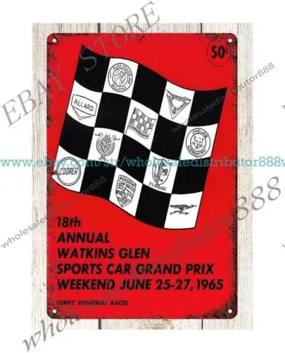 Кофейни уличное настенное искусство 1962 гоночная программа Watkins Glen металлическая