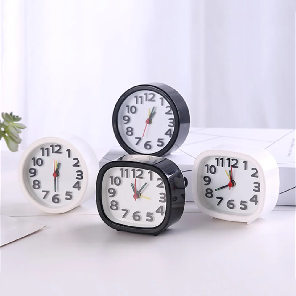 

Square Round Small Alarm Clock Snooze Silent Sweeping Wake Up Table Clock Battery Powered Compact Portable Travel Alarm Clock