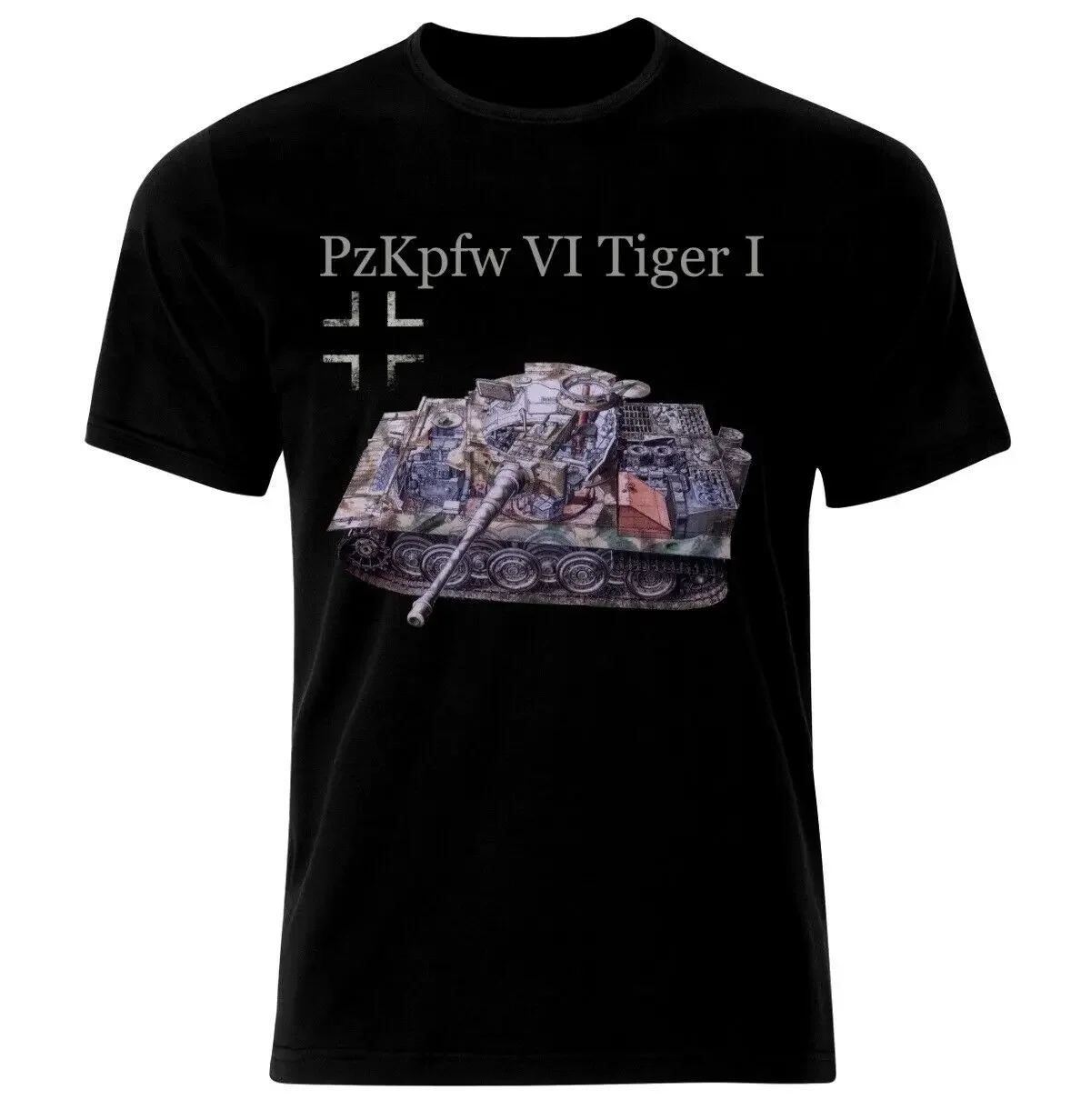 Футболка-майка Panzer VI Tiger 1 100% хлопок с круглым вырезом летняя повседневная мужская