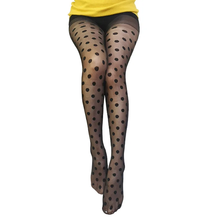 

Tide brand 40D big polka dot socks thin sexy black stockings do not hook silk spots jacquard thin pantyhose women