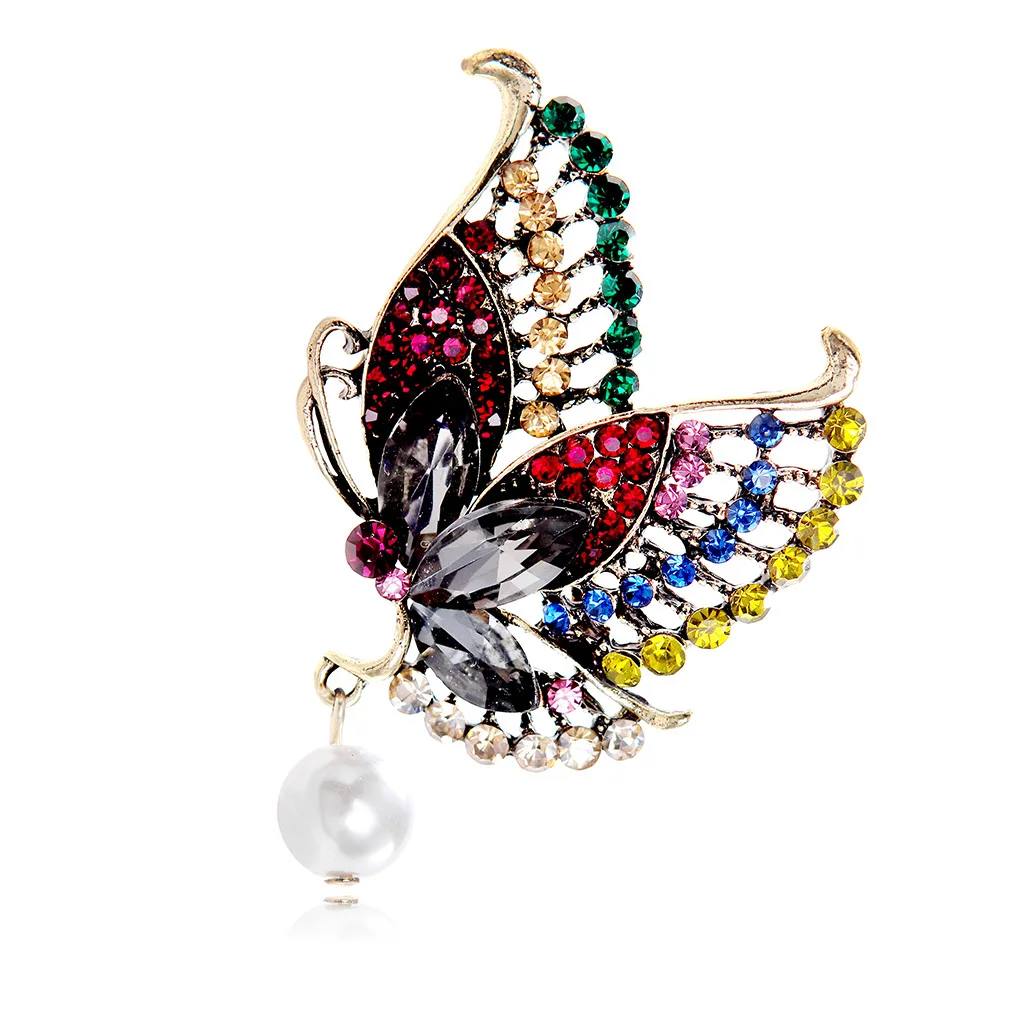 

Pearl Rhinestone Butterfly Brooches for Women Alloy Crystal Enamel Pin Brooch Fit Sweater Suit Dress Party Fashion Jewelry Gifts