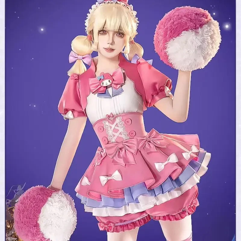 Фото Костюм для косплея Lily Barrier Cheerleader из Identity V: розовое платье, парик, помпоны, наряд для ролевых игр №5