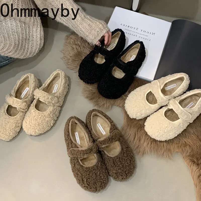 

New Fur Loafers Round Toe Women's Shoes Comfort Soft Sole Women Flats Heels Shallow Slip On Shoes Elegant Ladies Single Shoes