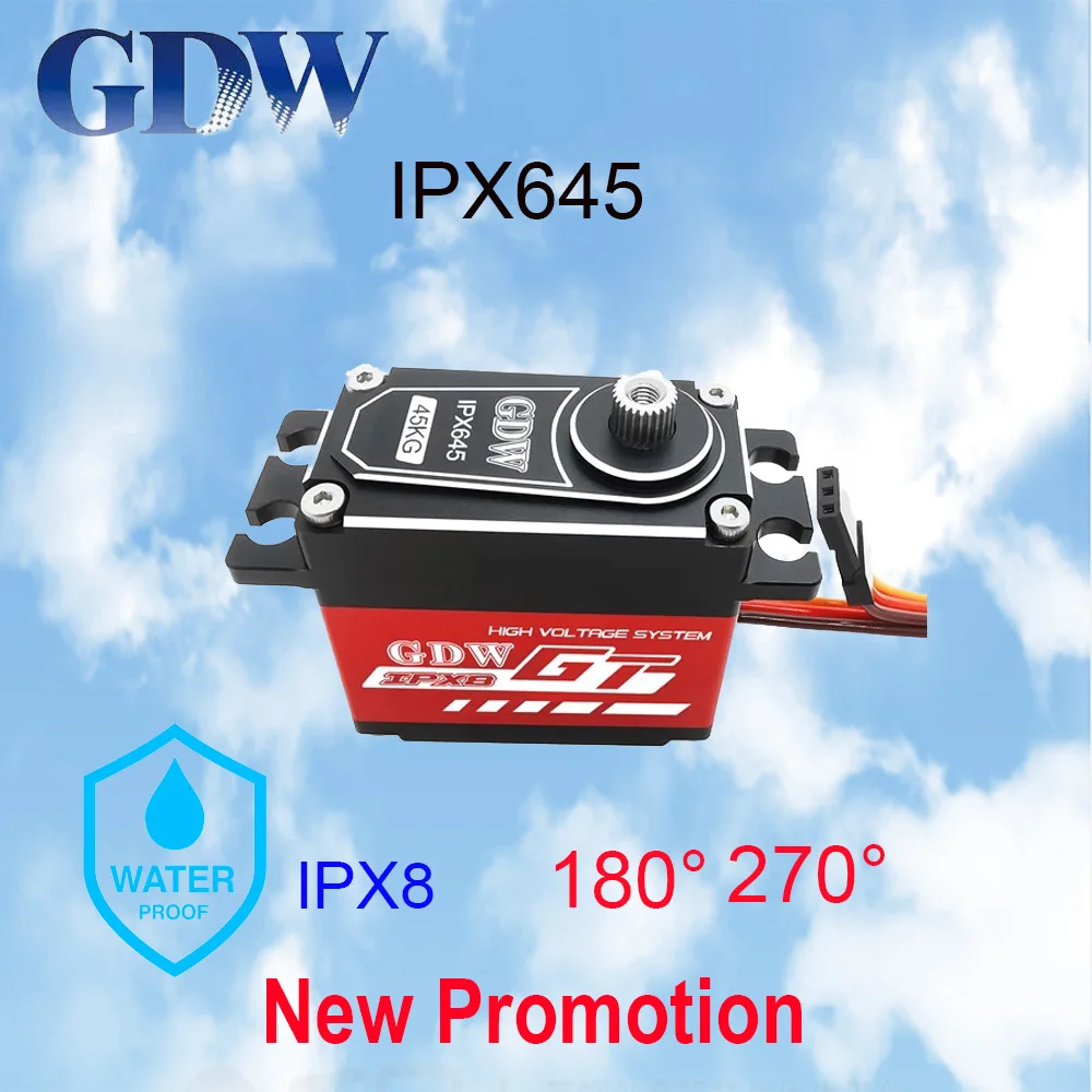 

GDW IPX645 180°/270° 45KG Hi-Torque Waterproof IPX8 Digital Brushless Servo For 1/8 1/10 RC Car Off-Road Vehicle TRX4 TRX6 Robot