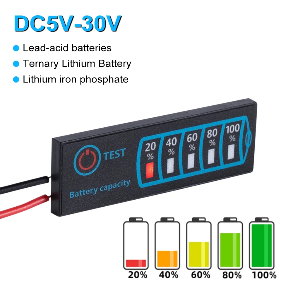 

DC 30V Li-ion Lipo Lithium 1S-8S 18650 Lead Acid Battery Level Indicator Tester LCD Display Meter Module Capacity Voltage Meter