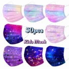 50 шт., одноразовые маски для лица с мультяшным принтом