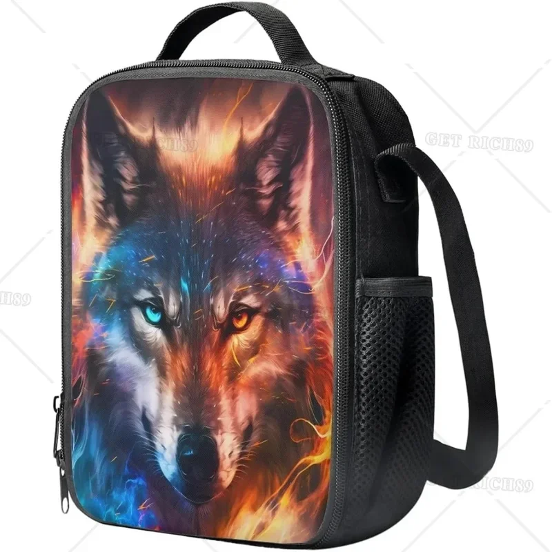 Многоразовая сумка для обеда с принтом головы волка мальчиков и мужчин