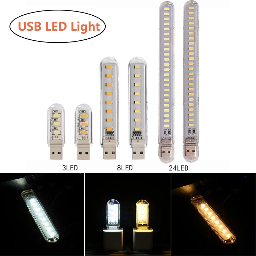 

USB LED Light Bright Table Lamp Room Decor Portable Eye Protection Book Lights For Camping Power Bank Laptop Bedroom Night Light