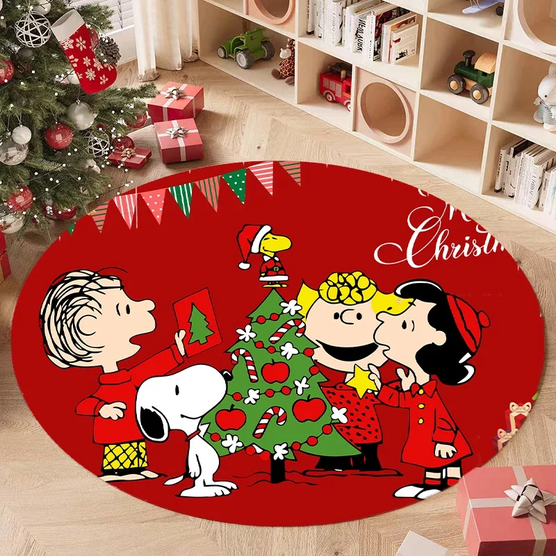 Снупи Рождественский фланелевой круглый напольный коврик Нескользящий ковер