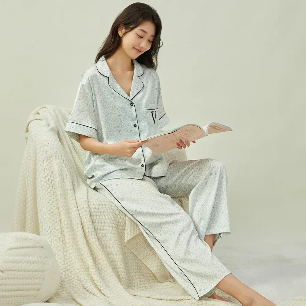 Женская пижама Secret с леопардовым принтом в одном стиле брюки короткими рукавами