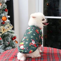 dog clothes cat sweater plus velvet christmas printed sweater new spring autumn and winter models medium and large pet supplies