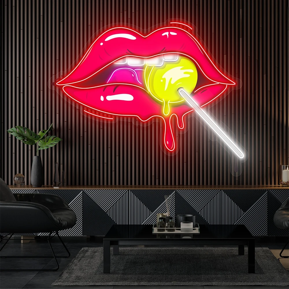 Сладкие губы с конфетными произведениями искусства светодиодная неоновая