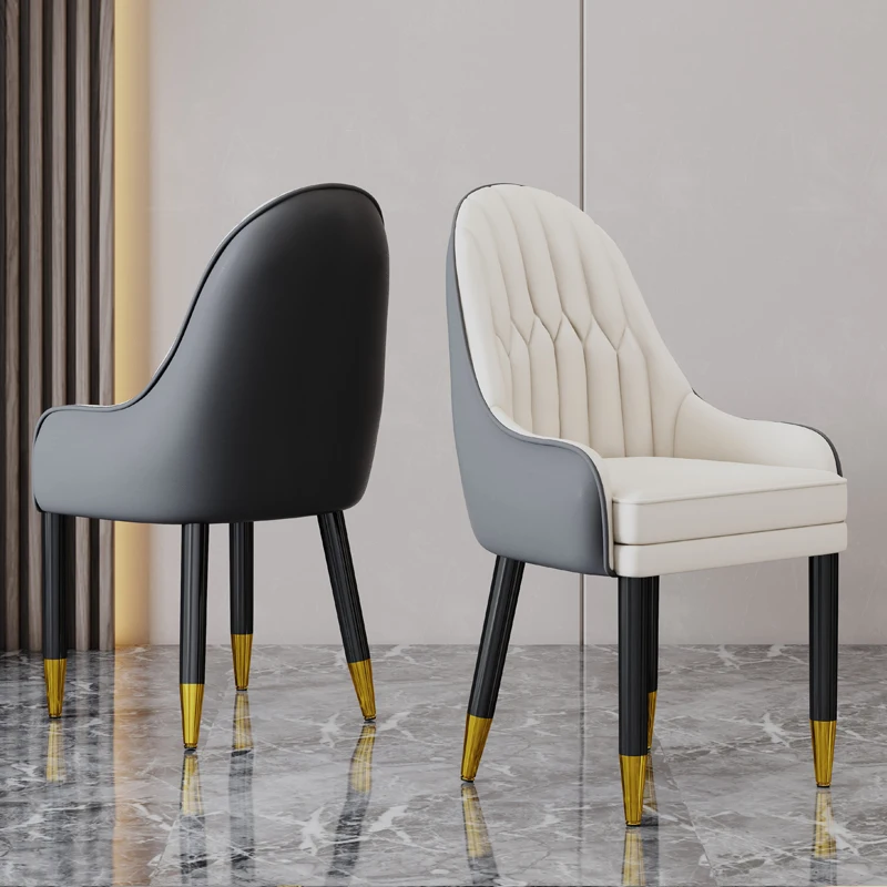 

Luxury light chair post-modern Nordic solid wood backrest chair American family dining table stool leather soft bag negotiation