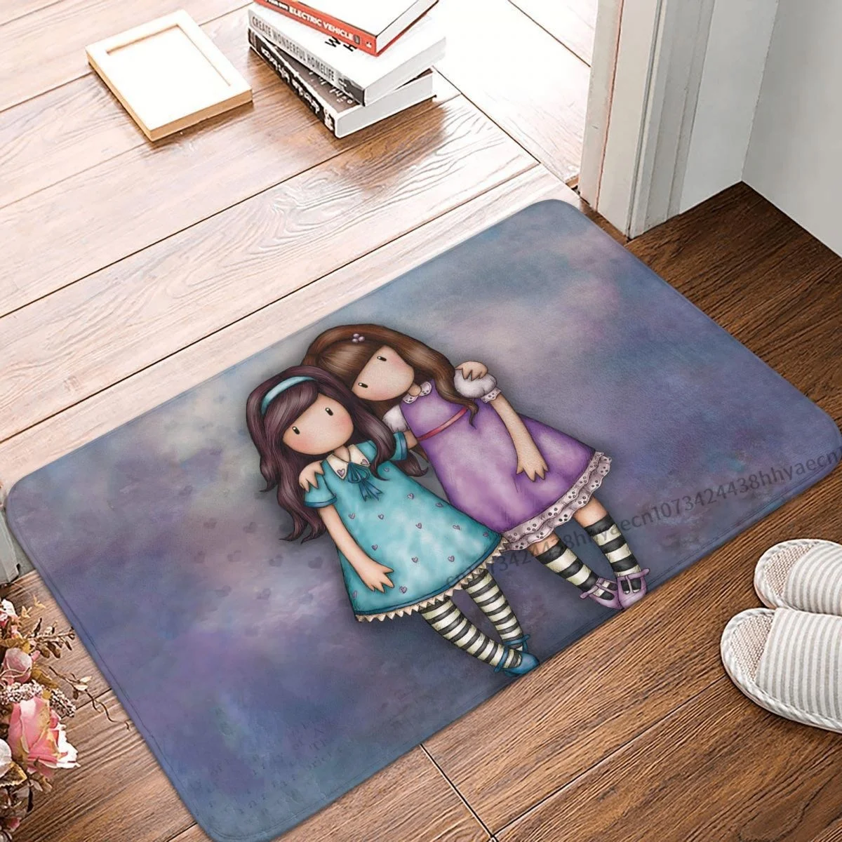 

Santoro Gorjuss Manga Cute Girl Bath Non-Slip Carpet Sisters Bedroom Mat Welcome Doormat Floor Decor Rug