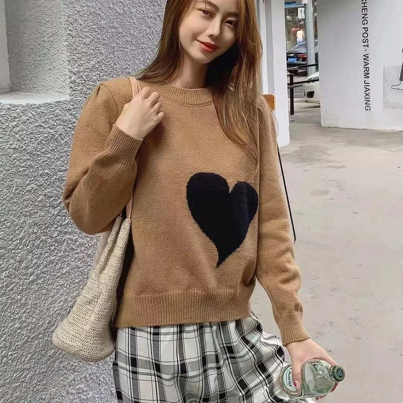 2022 Spring and Autumn New Casual Round Neck Long-sleeved Pullover Female Loose All-match Fashion Knitted Top Women
