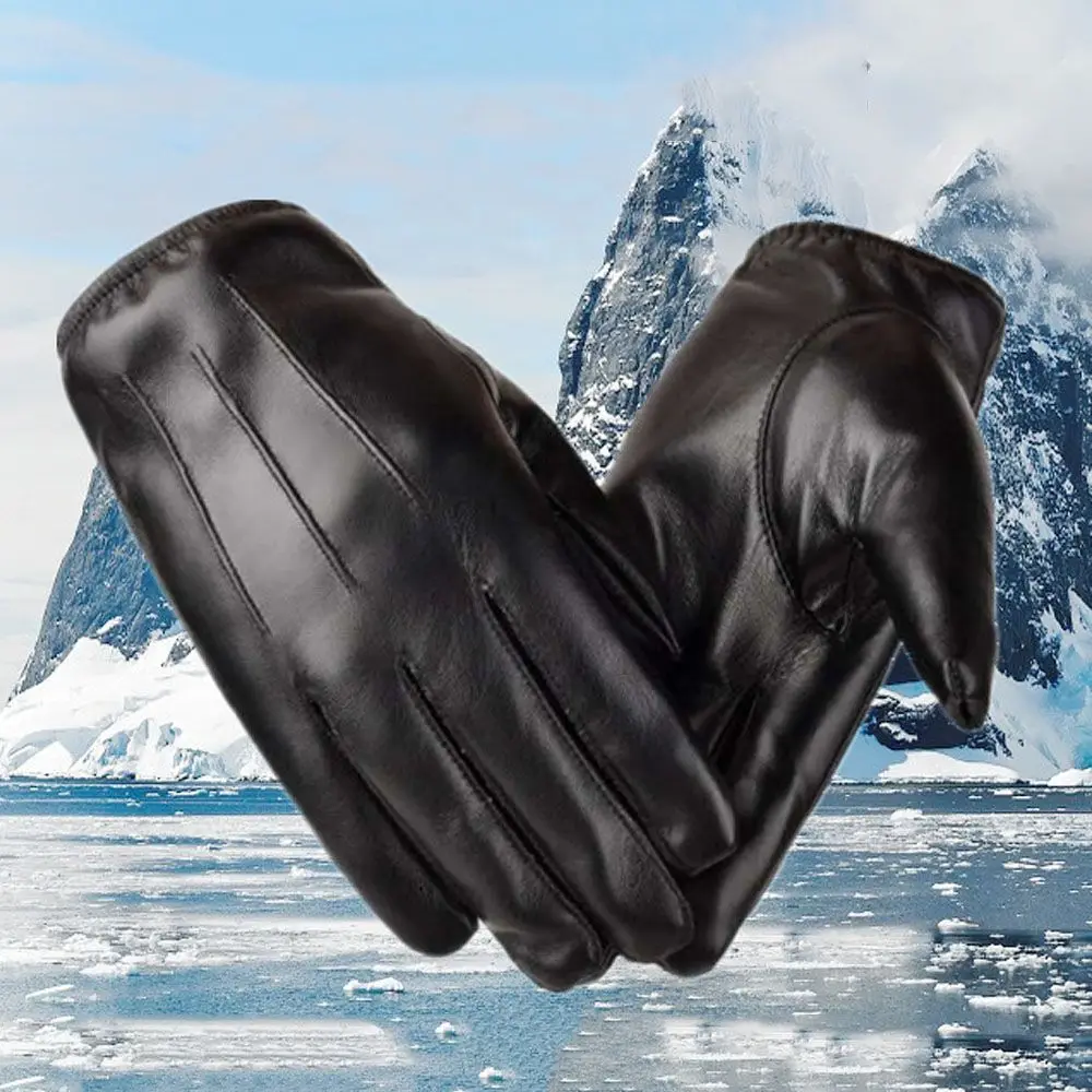 

Черные Теплые водонепроницаемые перчатки из искусственной кожи в готическом стиле