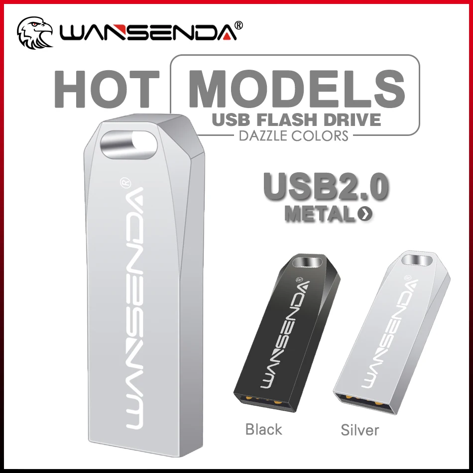 

New WANSENDA USB Flash Drive Metal Pen Drive 64GB 32GB 16GB 8GB 4GB Pendrive Waterproof Memoria Stick 128GB Flashdisk