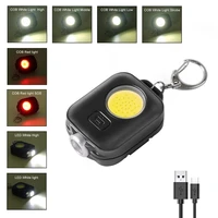 mini led keychain flashlight ultra bright cob key ring torch lamp rechargeable waterproof pocket light for outdoor camping