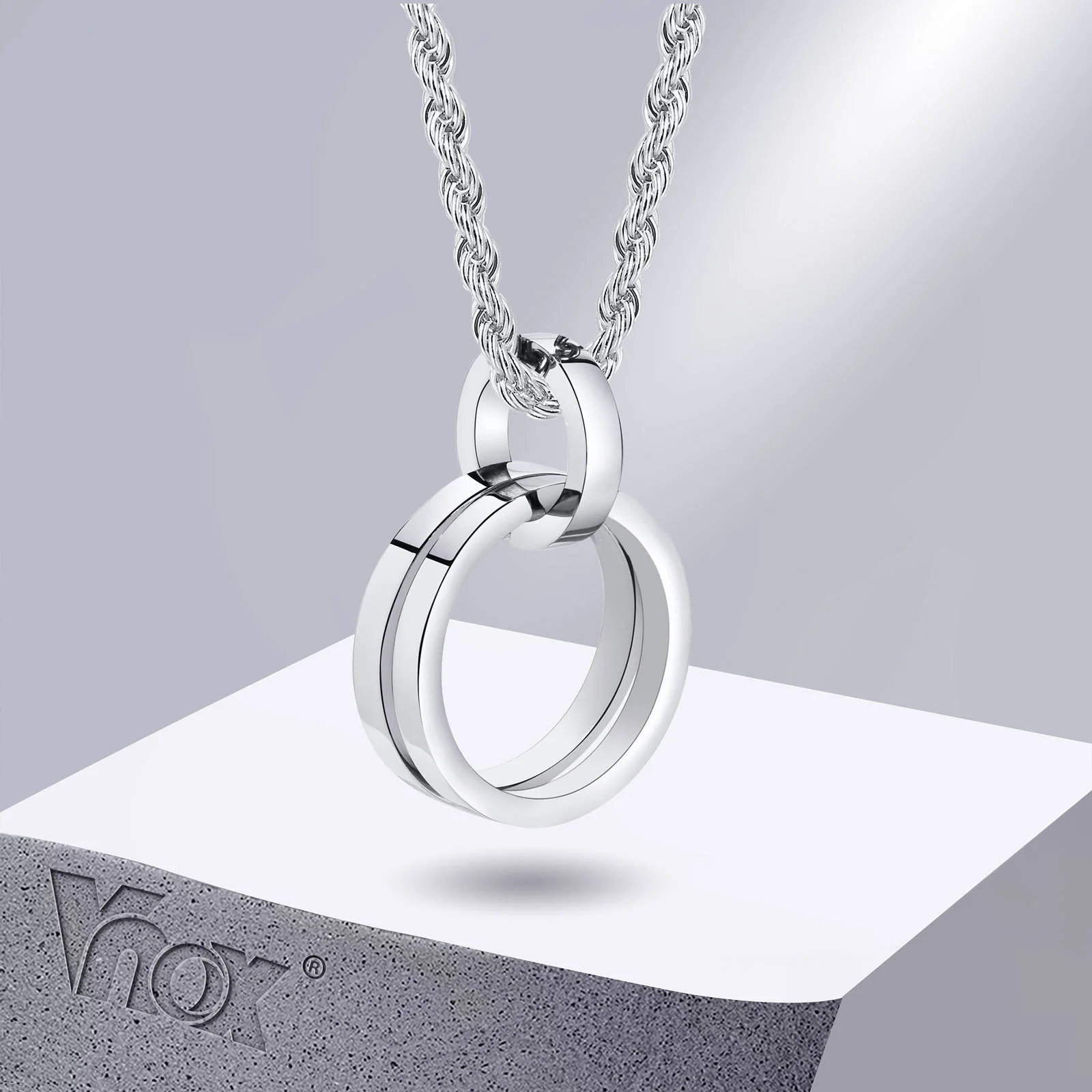 

Vnox Minimalist Double Circle Choker Necklaces for Men, New Trendy Stainless Steel Lovers Valentine's Day Gifts to Him