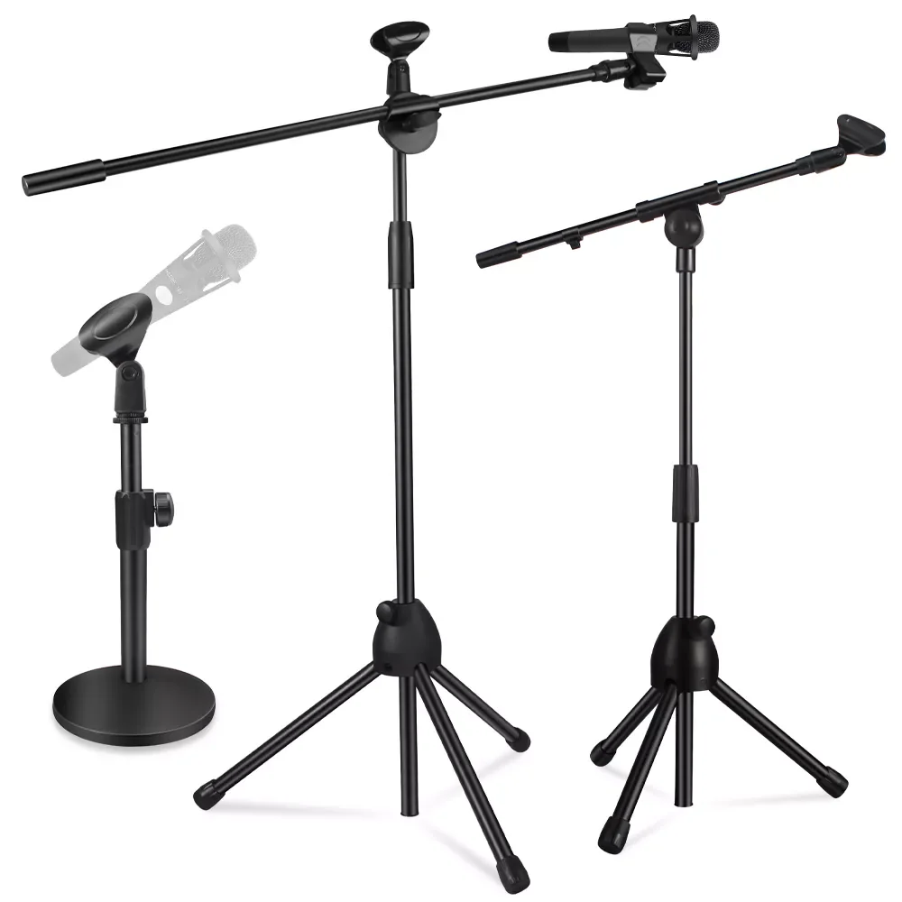 

Professional Swing Boom Floor Metal Stand Ajustable Stage Tripod Microphone Holder Desktop Microphone Accessories for Studio