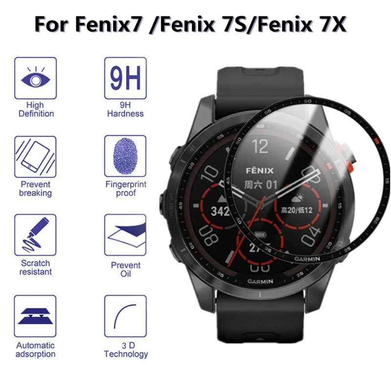 

Protective Film for Garmin Fenix 7/7X/7S Smart Watch Full Coverage Screen Protector Curved Edge Anti-scratch Accessories M76A