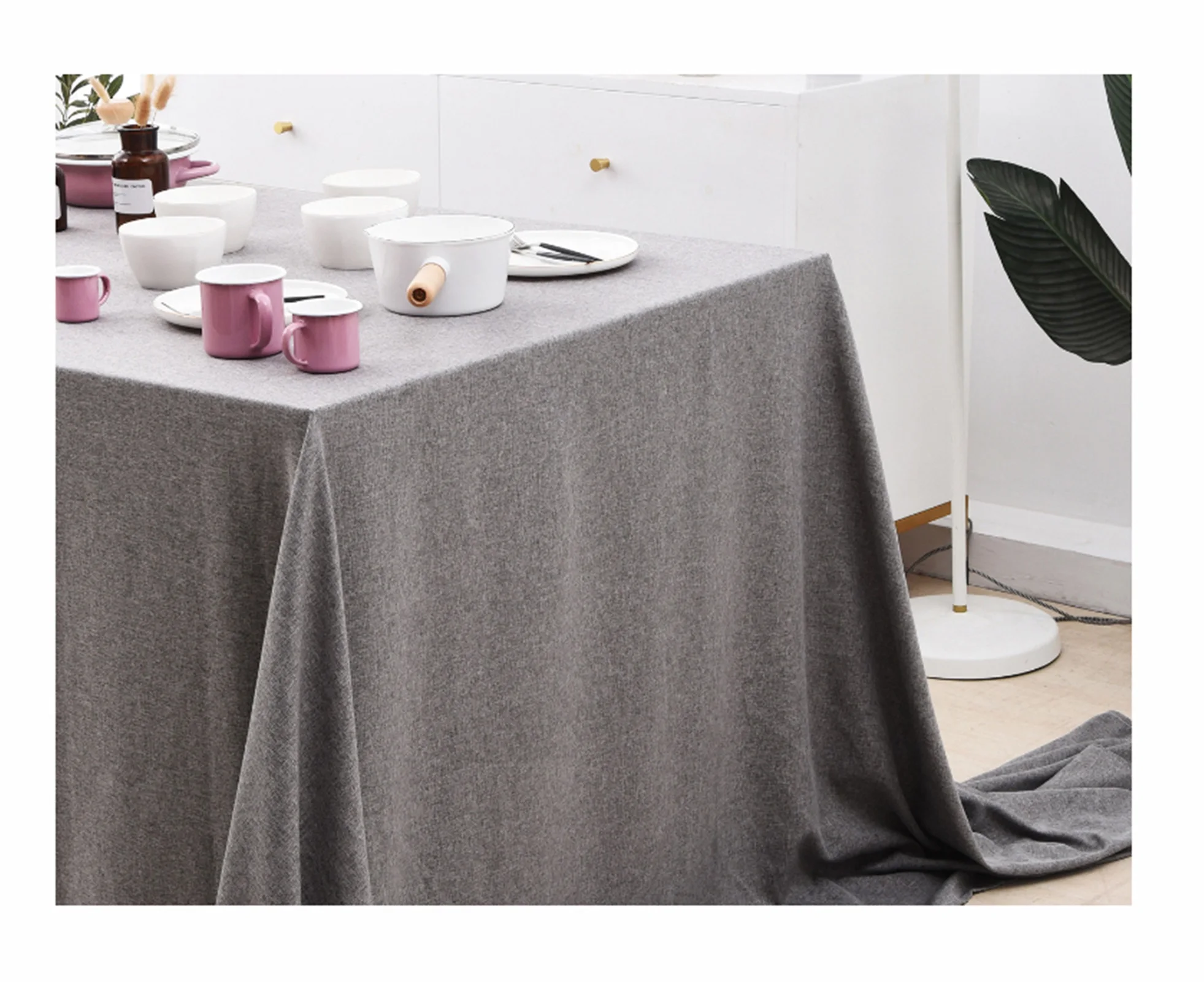 

Скатерти из полиэстера, водонепроницаемые чехлы для стола, простой однотонный серый обеденный стол, кофейный столик