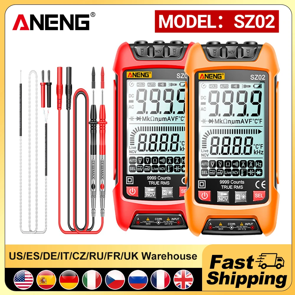 

ANENG SZ02 Smart Digital Multimeter 6000 Counts True RMS Auto Electrical Capacitance Meter Temp Resistance Transistor Tester