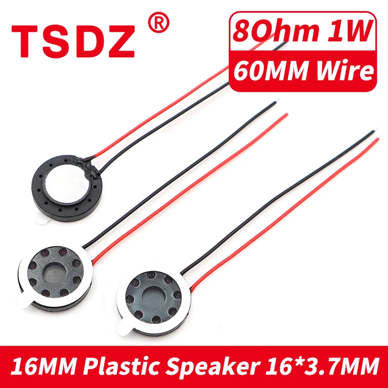 5Pcs/Lot Diameter 16MM 8Ohm Circular Plastic Internal Magnetic Speaker With Wire 8R 1W Adhesive Double-sided To Toys |