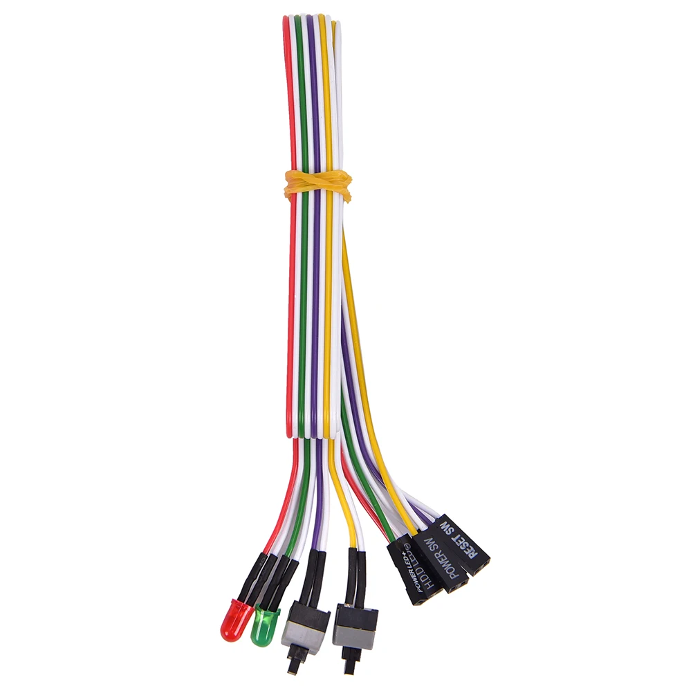 ATX PC Computer Mainframes Power Supply Restart Cable Switch Cable 2 Switch On/Off/ With 2 *LED Ligh