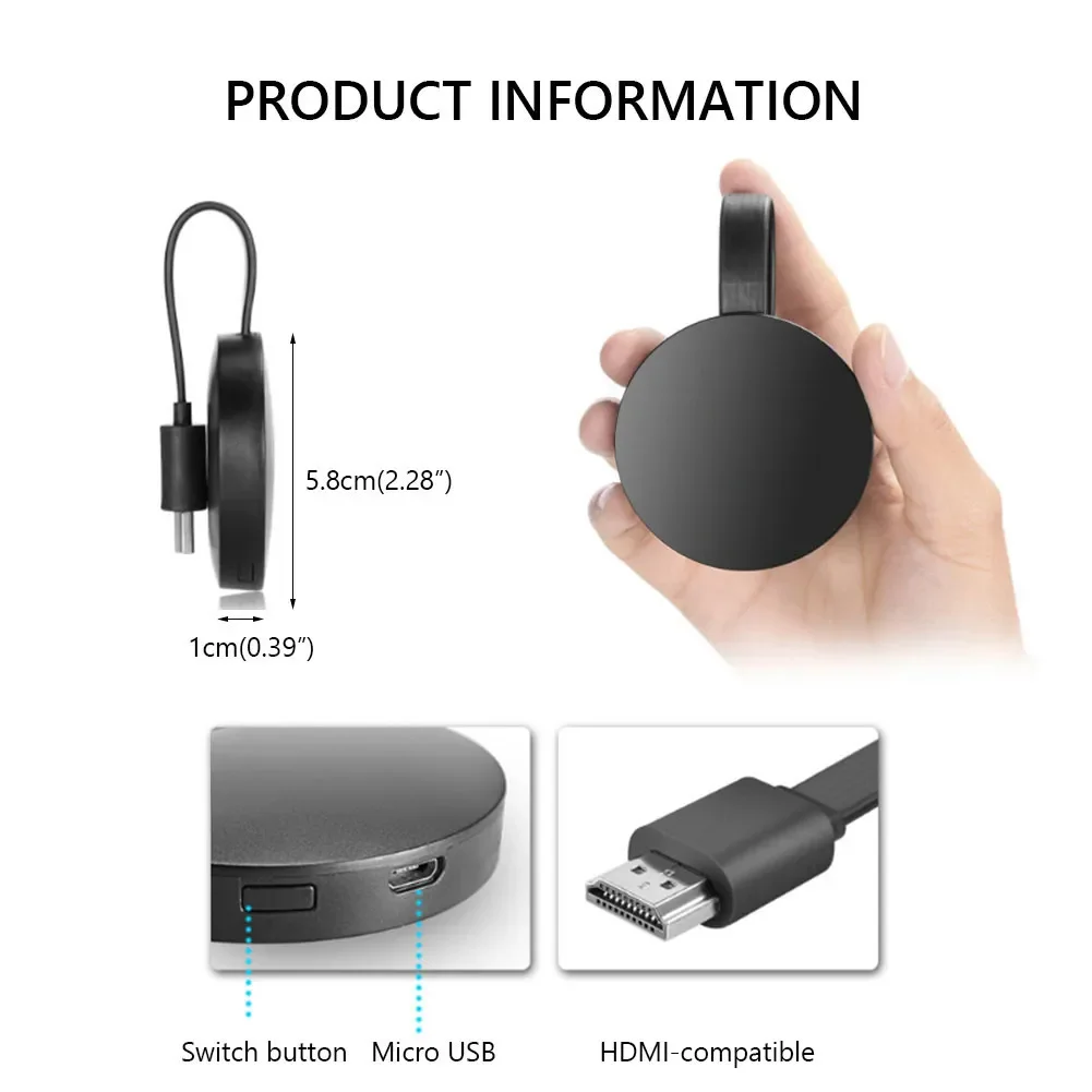 

1080P HD TV Stick Wireless WiFi Display TV Dongle Receiver Airplay Media Streamer Adapter Media HDMI-compatible WiFi Dongle