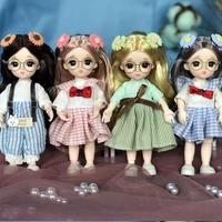 1 pair doll long hair with glasses decorative ornament toy detachable cute baby girl toy birthday gift silicone plastic makeup