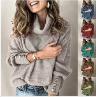 2022 top high neck stretch knit in solid color fashion sweater cashmere sweater women streetwear