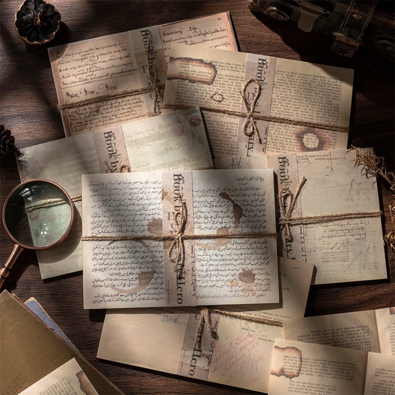 

Yoofun 30pcs/lot Large Size Vintage Manuscript Material Paper for Collage Junk Journal Scrapbooking Background Paper Retro Paper