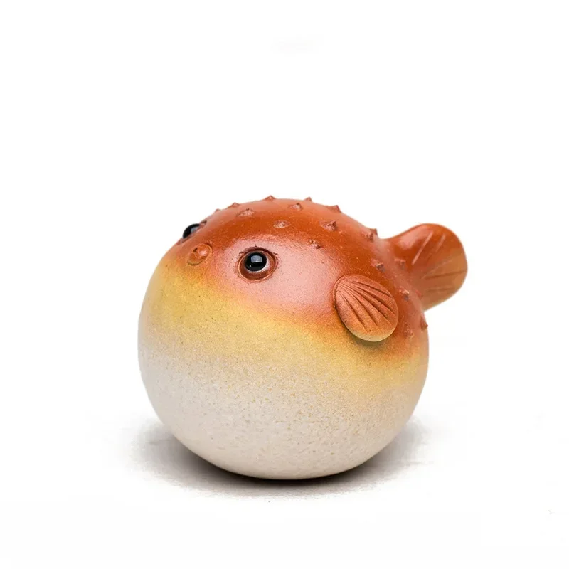 

RI ONIY TEASET Ручной фигурки из фиолетовой глины pufferfish
