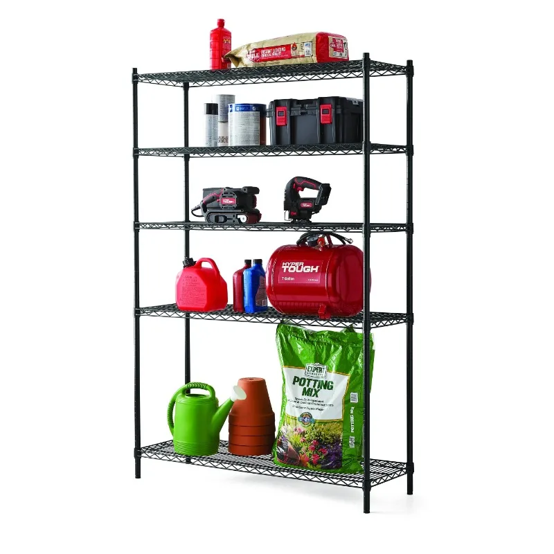 

Hyper Tough Wire 5-Tier Storage Shelf Unit 72"H x 48"W x 16"D, 3000lb Total Capacity, Black