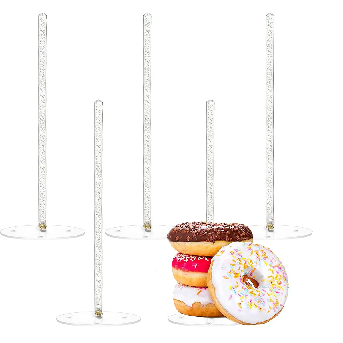 

Набор из 5 акриловых пончиков, выставочные стенды с нескользящей основой, прозрачный пончик, башня-держатель, многоразовые настольные пончи...