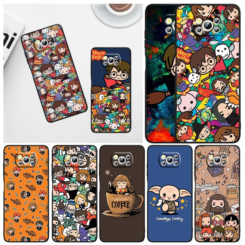 

Cute Potters Wand Harries Art Phone Case For Xiaomi Mi Poco X4 X3 NFC F4 F3 GT M5 M5s M4 M3 Pro C40 C3 5G Funda TPU Black Cover
