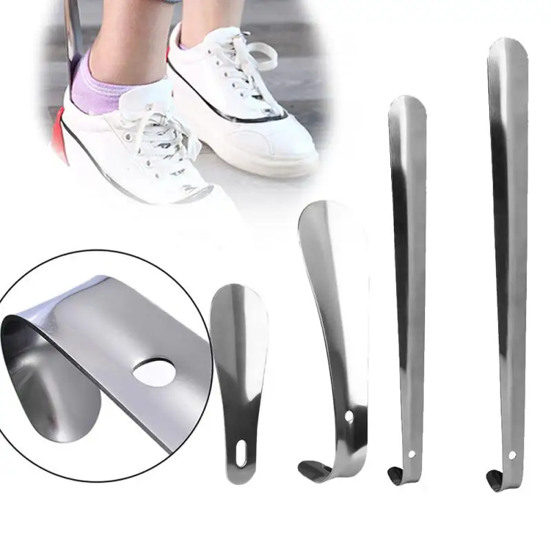 Reach Flexible Durable Handle Professional Metal Silver Color Shoe Horn Easy To Use Convenient Lifter Long Shoe Spoon