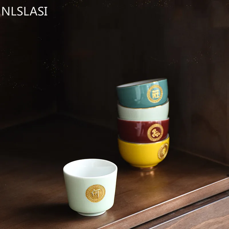 

1pc Chinese Style Ceramic Pastel Tea Cup Ceramic Teacup Master Cup Personal Cup Office Household Tea Ceremony Tea Set