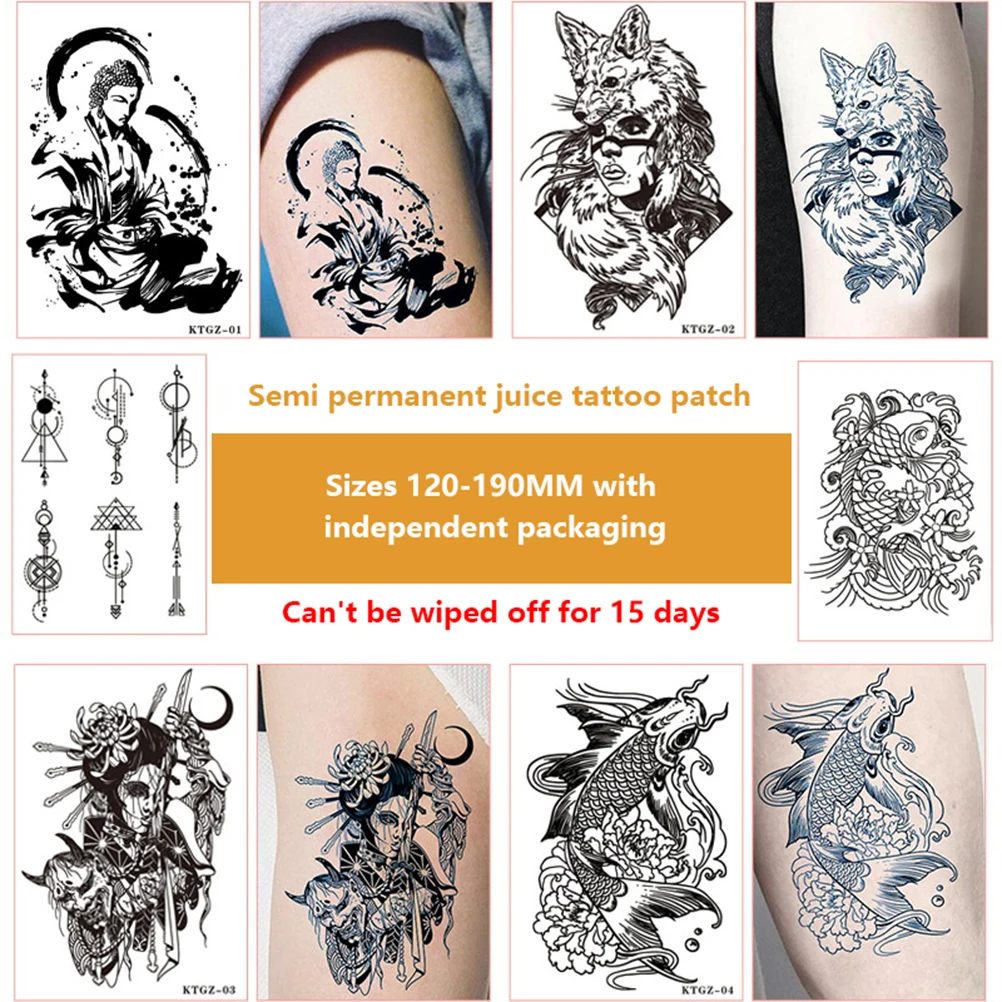 

Водостойкая Временная тату-наклейка с чернилами, тату для боди-арта, долговечная змея скорпиона, искусственная Татуировка от солнца для женщин и мужчин