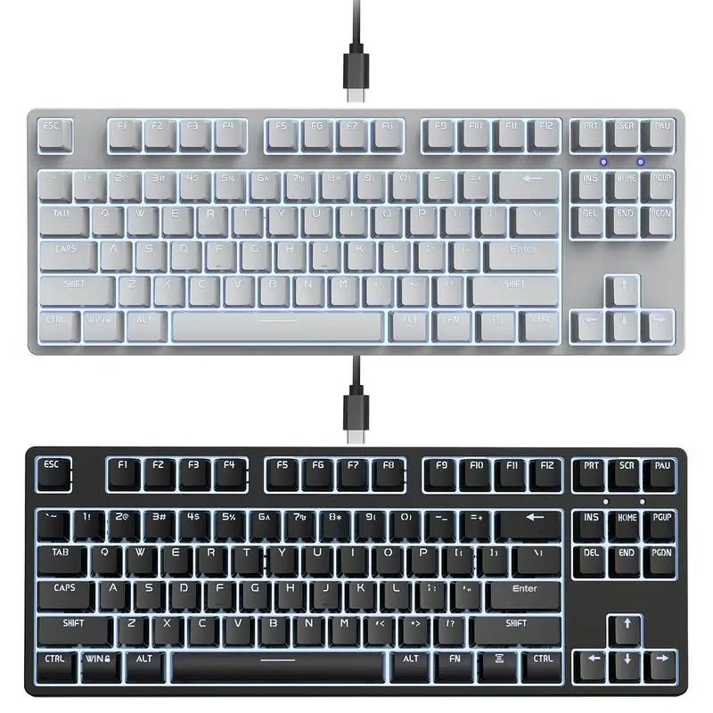 

87Keys WiredMechanical Keyboard LED BacklightKeyboards TKL Compact Office PC Type Writer Keyboard with Keycap