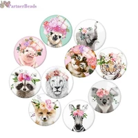flower animal round photo glass cabochon demo flat back making findings 20mm snap button n2731