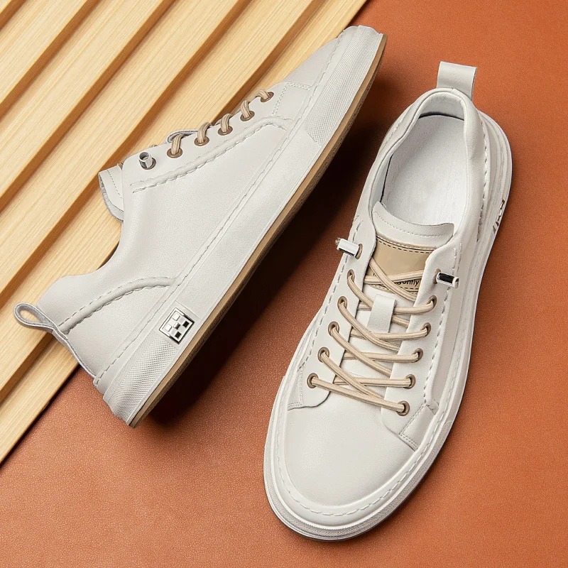 

New Fashion Shoes Mens Sneakers New Trend Casual Male Shoes Comfortable Split Leather Skateboard Versatile Leisure Men Footwear