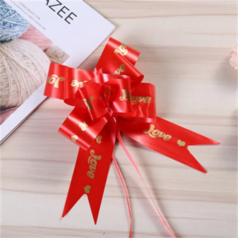 

50PCS Bowknot Pull Flower Ribbons Handheld Flower New Year Fruit Basket Decoration Christmas Gift Wrap Wedding Bow Ribbon